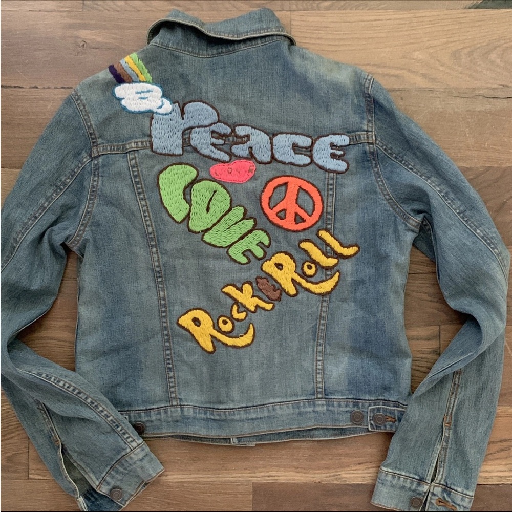 Denim Jacket with Colorful Patches